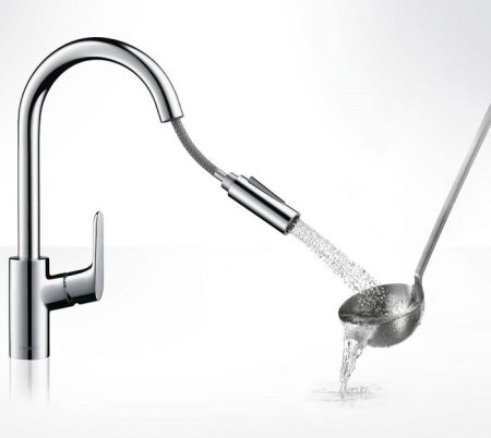 Смеситель Hansgrohe Focus для кухни с выдвижной лейкой (сталь)