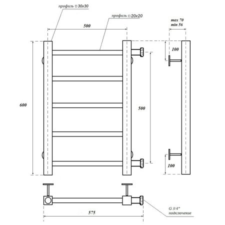 Полотенцесушитель водяной Point Вега PN71556 60x58 (хром)