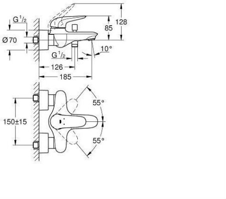 Смеситель Grohe Eurostyle для ванны