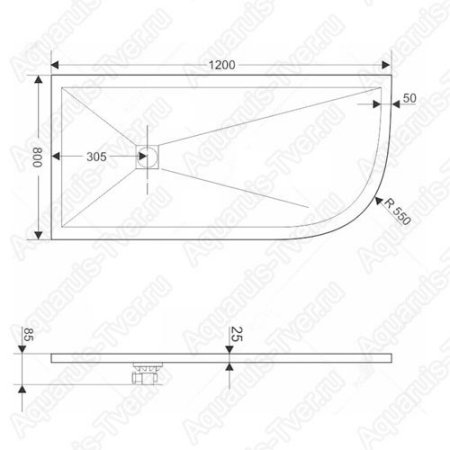 Душевой поддон RGW ST/AL-0128G 120x80 (L)