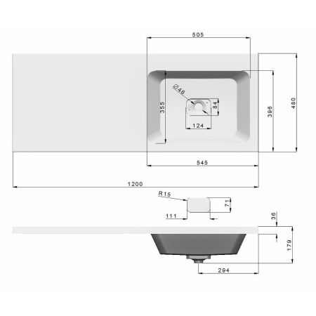 Раковина Dreja Wing 120см (R) 100120R