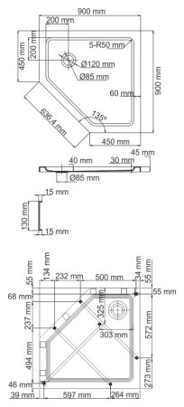 Душевой поддон WasserKRAFT Isen 26T 90x90