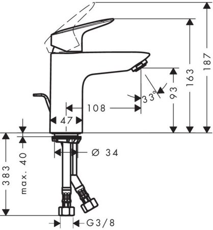 Смеситель Hansgrohe Logis для раковины (с донным клапаном) 71100000