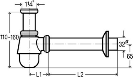 Сифон для биде Viega 1-1/4х32 х 200