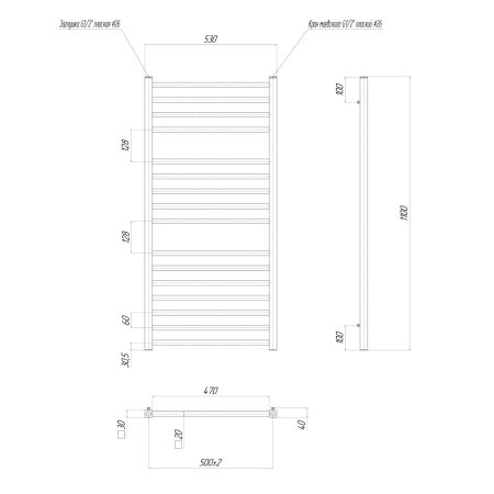 Полотенцесушитель водяной Lemark Unit LM45116 П16 50x110 черный