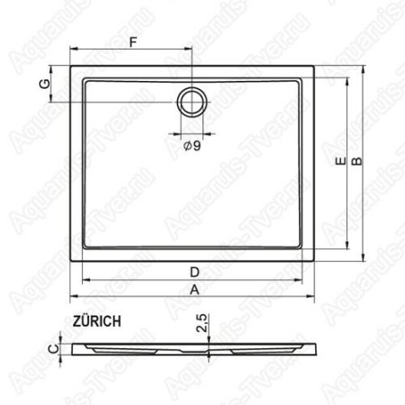 Душевой поддон Riho Zurich 292 120x100 без ножек и панели