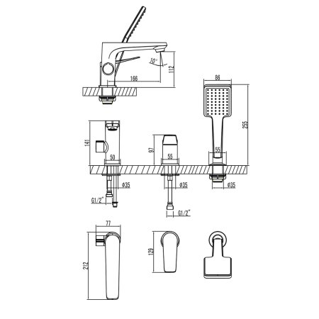 Смеситель на борт ванны Lemark Bronx LM3745BL