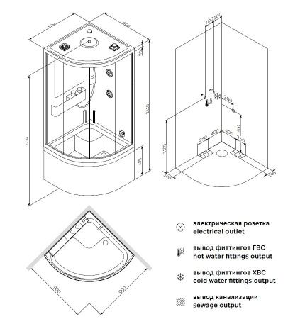 Душевая кабина Am.Pm Like 90x90 с парогенератором W80C-020A-090MTA