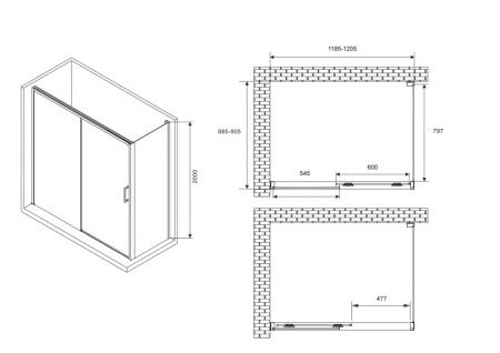 Душевой уголок Abber Komfort AG93120B-S92B 120x90
