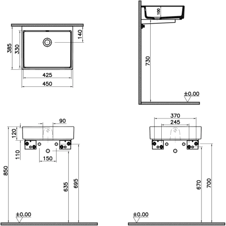 Раковина Vitra ArchiPlan 45см 7403B003-0012