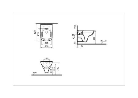 Унитаз подвесной Vitra S20 7508B003-0075
