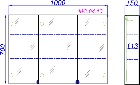 Шкаф-зеркало Aqwella МС 100см MC.04.10