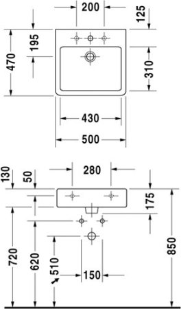 Раковина Duravit Vero 50см подвесная/для мебели