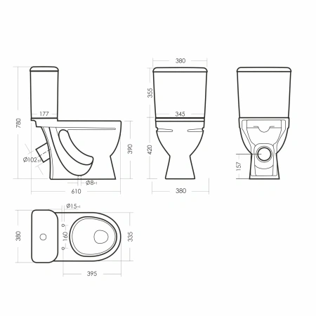 Унитаз-компакт Sanita Стандарт WC.CC/Standart/1-P/WHT.G/S1