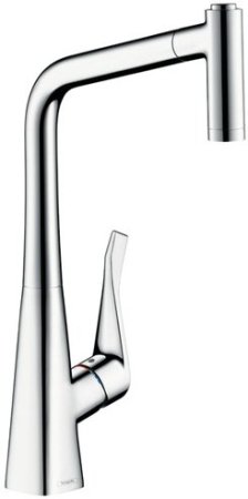 Смеситель Hansgrohe Metris для кухни с выдвижной лейкой (сталь) 14820000