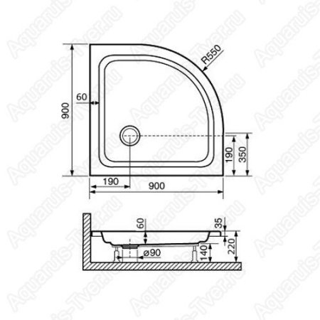 Душевой поддон RGW Style PL 90x90