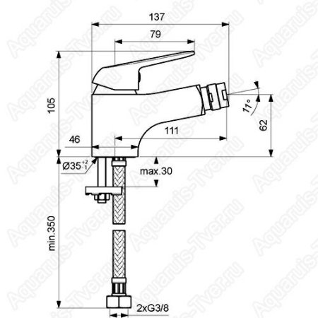 Смеситель Vidima Fine для биде без донного клапана BA386AA