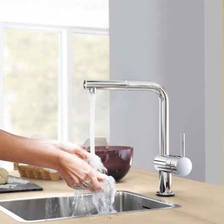 Смеситель Grohe Minta для кухни с выдвижной лейкой (нержавеющая сталь)