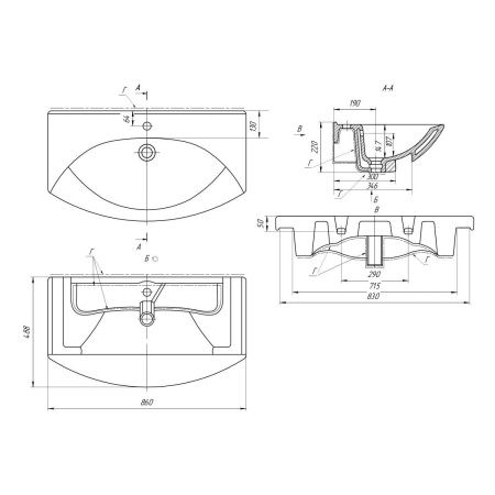 Раковина Dreja Лагуна 85см 191676