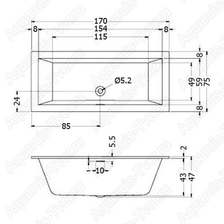 Акриловая ванна Riho Rethink Cubic 170x75 Акриловая ванна Riho Rethink Cubic 170x75