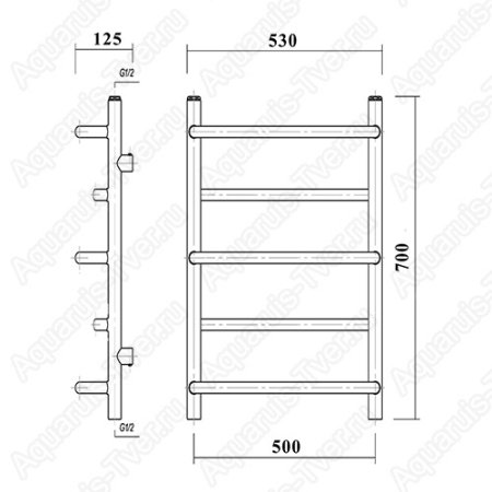 Полотенцесушитель водяной Domoterm Орфей 50х70 П5 (хром)
