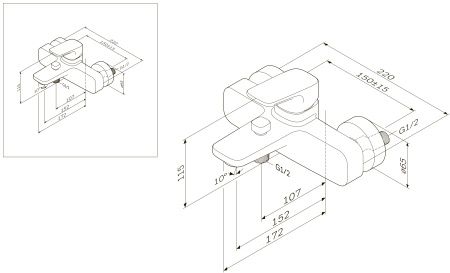 Смеситель Am.Pm Spirit для ванны F7010000