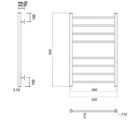 Полотенцесушитель водяной Domoterm Медея П8 50x80