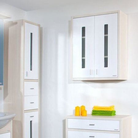 Шкаф двухстворчатый Бриклаер Бали 60 светлая лиственница/белый глянец