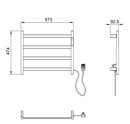 Полотенцесушитель электрический Wonzon & Woghand Essen 57x47 П4 темный графит WW-A404-GM