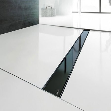 Дизайн-решетка AlcaPlast Glass-300 стекло (черный)