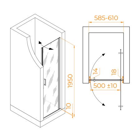 Душевая дверь в проем RGW LE-003Gr 60x195 351200306-110