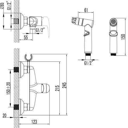 Смеситель Lemark Pramen для гигиенического душа LM3318BL