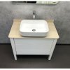 Тумба с раковиной Comforty Лондон 90-2 белый глянец с бежевой столешницей
