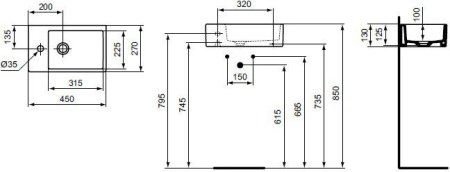 Раковина Ideal Standard Strada 45см (L)