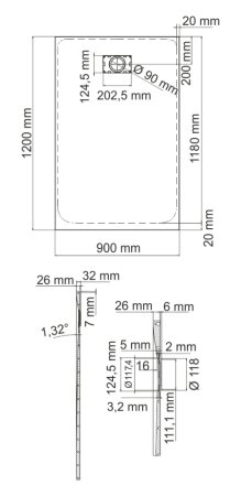 Душевой поддон WasserKRAFT Main 41T 120x90