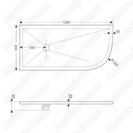 Душевой поддон RGW ST/AL-0129G 120x90 (L)