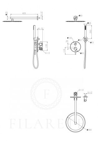 Душевая система Filarete Roun FL1023NK