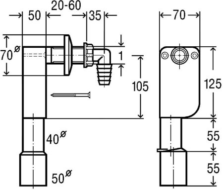 Сифон для стиральной машины Viega D 40/50 (скрытый монтаж)