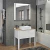 Тумба с раковиной Comforty Лондон 90-1 белый глянец с бежевой столешницей