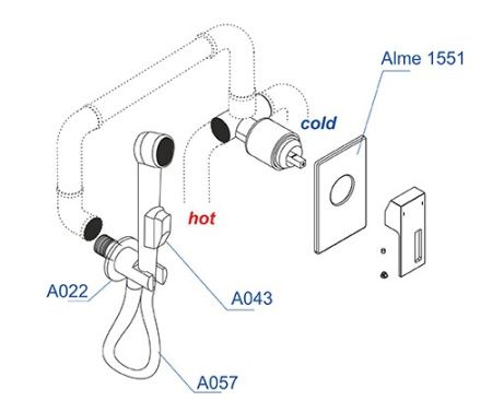 Смеситель WasserKRAFT Alme A01557 для гигиенического душа 120см (комплект)