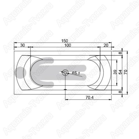 Акриловая ванна Riho Linares 150x70 с тонким бортом