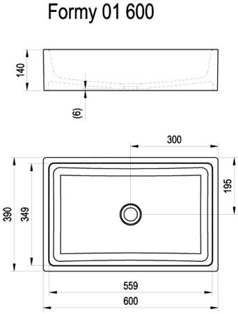 Раковина Ravak Formy 01 60 D накладная без перелива