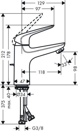 Смеситель Hansgrohe Novus для раковины с донным клапаном 71030000