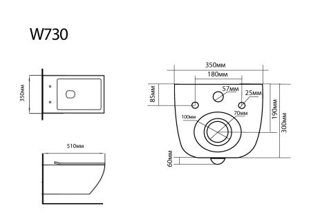 Унитаз подвесной Black & White W-730