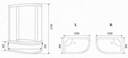 Душевая кабина Parly Tomorrow EF1221 (R) 120x80