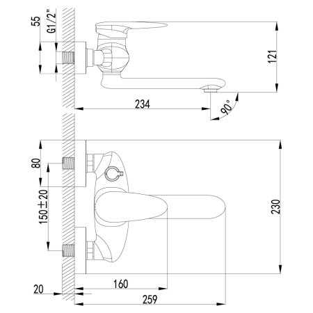 Смеситель Lemark Status LM4414C для ванны