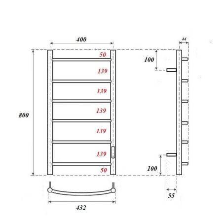 Полотенцесушитель электрический Point Афина PN04848B 80x53 (черный)