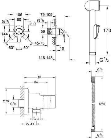 Смеситель Grohe BauClassic для гигиенического душа 124434