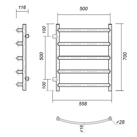 Полотенцесушитель водяной Domoterm Калипсо П5 50x70-50 АБР