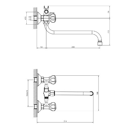 Смеситель Decoroom DR50 DR50045R для ванны